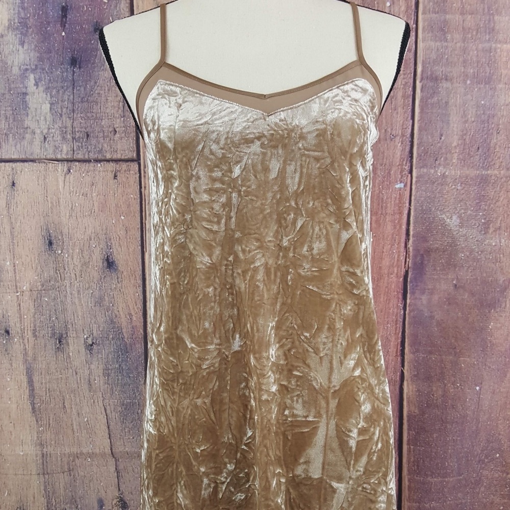 Kensie Velvet Taupe Shear Trim Sheath Slip Dress